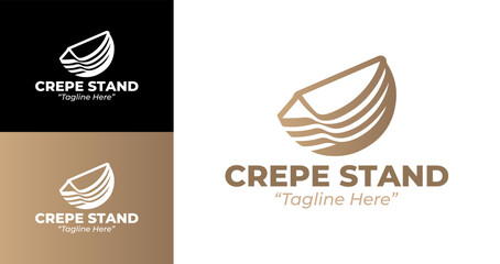 Elegant and Minimal Crepe Stand Logo in Brown and Beige with Unique Concept for Business
