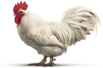 Fototapeta premium White rooster bird domestic farm animal