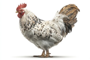 Fototapeta premium Speckled Rooster Bird Isolated Standing Animal Portrait