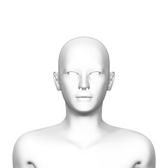 3d rendered model of a human head, transparent png available