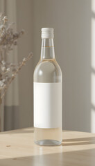 bottle with blank white label.
