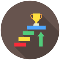 Milestone mini illustration rounded flat color icon, use for research and development, education, industry, UI, UX kit, app and web development, digital or print.