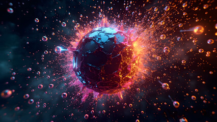 A vibrant, digitally rendered globe surrounded by bursts of colorful light and texture
