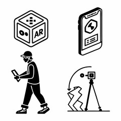 Augmented reality technology icons mobile app development