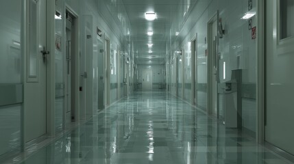 Obraz premium Futuristic 3D Hospital Lobby with Sterile Surfaces and Modern Design