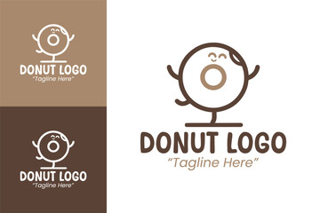 Fun Clean Donut Shop Logo with Brown and White Swirls for Bakery Branding