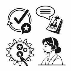 Professional customer service icons set isolated on white
