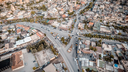 Fototapeta premium Aerial Panorama of Göreme and hot air ballon, Cappadocia, Turkey