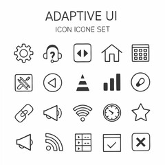 Professional adaptive ui icon set, clean cutout, transparent background
