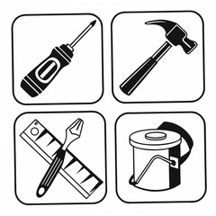 Professional tool icons set isolated on white background