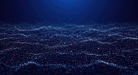 Abstract blue background with glowing particles and waves for modern technology design