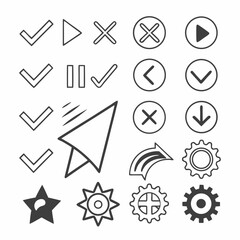Professional ui icons set, clean cutout, transparent background