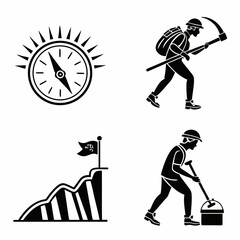 Professional achievement icons set, isolated cutouts, transparent background