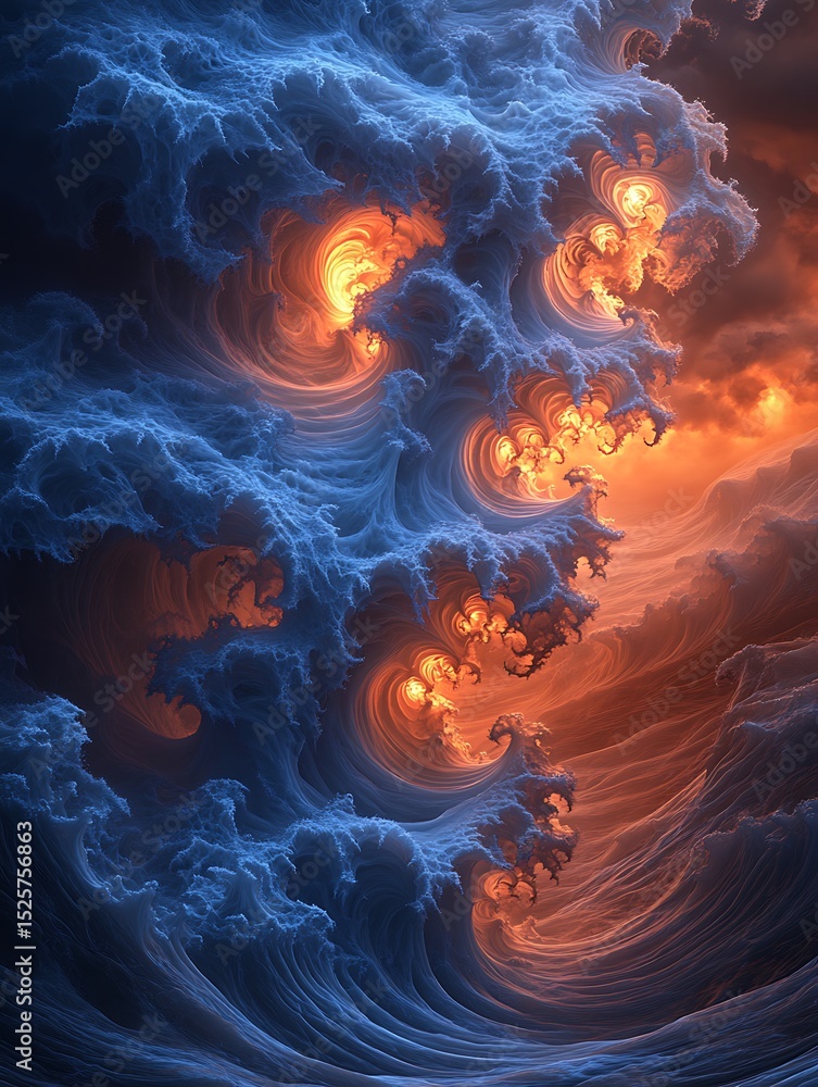 Poster abstract fractal cloudscape