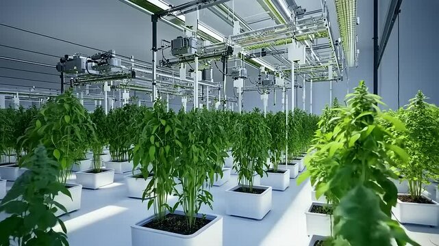 Lush indoor cannabis cultivation facility showcasing advanced hydroponic systems and thriving plants