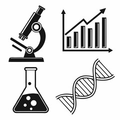 Science research growth graph dna microscope flask