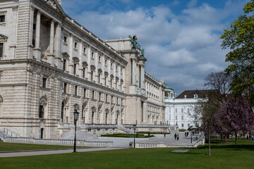 Naklejka premium Walking in spring Vienna, city centre with beautiful buildings and streets, cityscape, Austrian capital in springtime