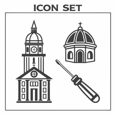 Professional building icons set, transparent background