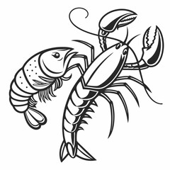 Professional seafood design element lobster shrimp cutout