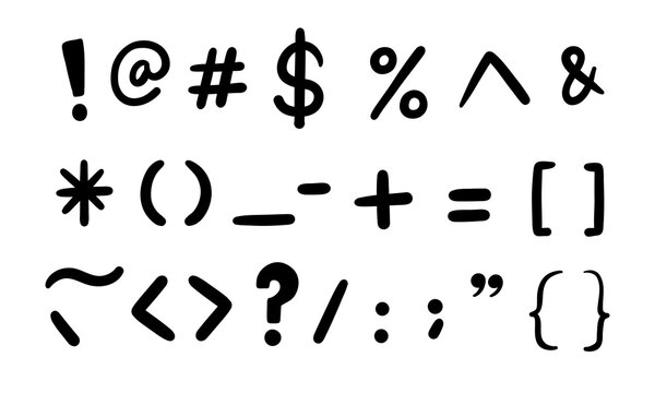 Playful Hand Drawn Punctuation Symbol. A complete set of 27 playful hand drawn punctuation marks and digital symbols with casual strokes and bold character. Perfect for typography stickers branding