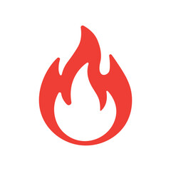 Minimalist Red Fire Icon with Bold Flame Shape