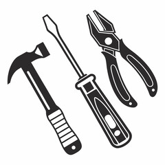 Basic hand tools hammer screwdriver pliers