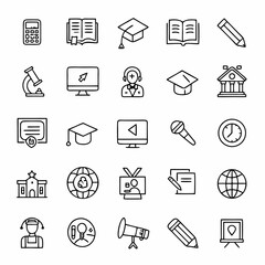 Education icons set learning knowledge graduation