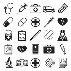 Medical icons healthcare symbols clinic hospital