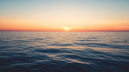Peaceful ocean horizon with vibrant colors at sunset creating serene scenery