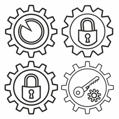 Gears and locks security system mechanism concept