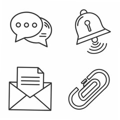 Professional communication icons set transparent background