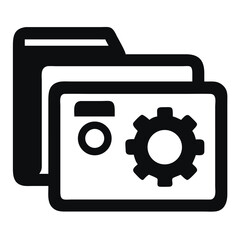 Gear settings folder icon silhouette design