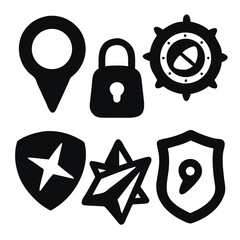 20 outline style vector icons navigation security set