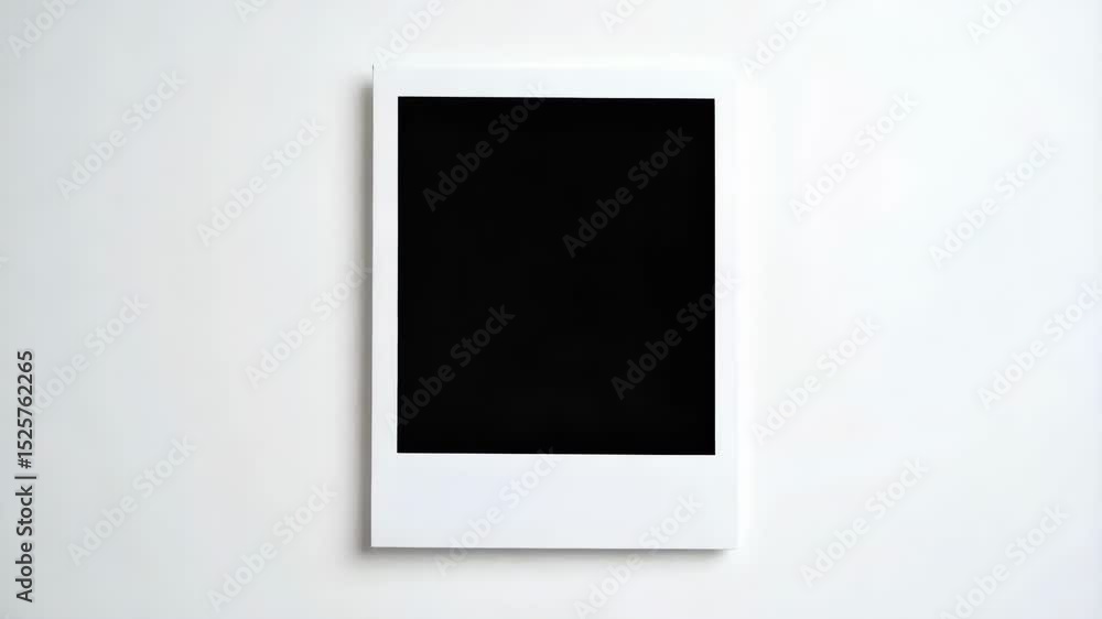 Poster blank white frame with black center on a white background ready for insertion of image for creative 