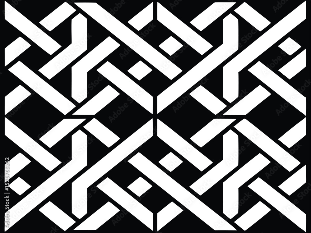 Poster abstract geometric pattern in black and white creating a repeating symmetrical design suitable for b
