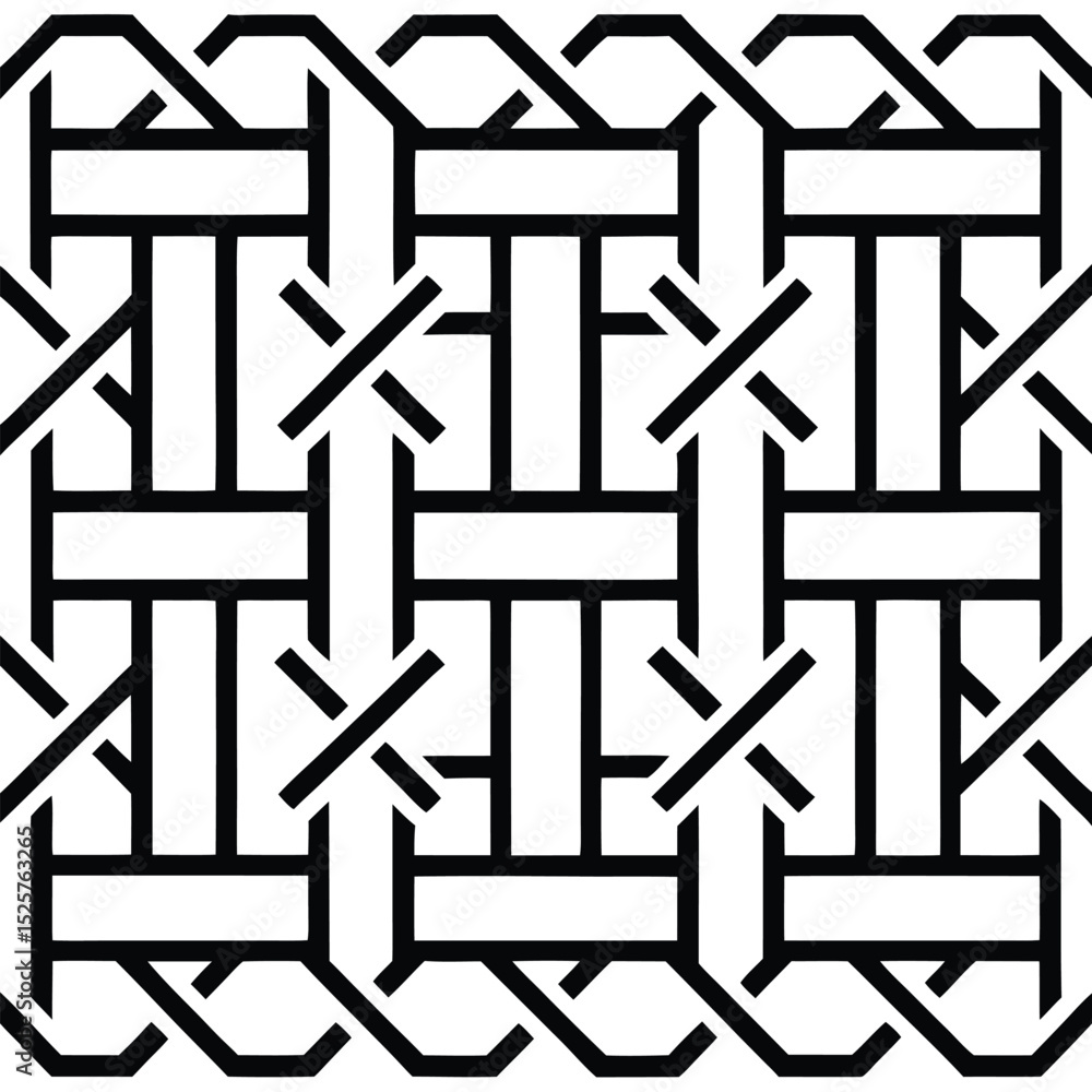 Poster elegant woven geometric design featuring interconnected lines and repeating patterns suitable for ba