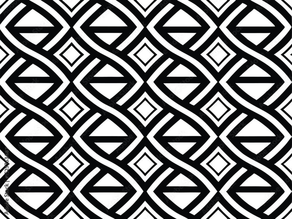 Poster geometric monochrome seamless pattern design featuring abstract shapes perfect for elegant stylish b