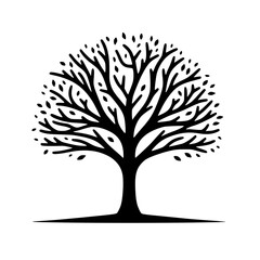 Fototapeta premium Minimalist Black Silhouette SVG of Tree – Clean Nature Vector Clipart