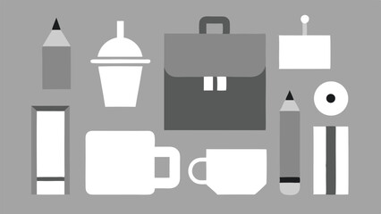 Simple business and office icons collection isolated with transparency for versatile projects