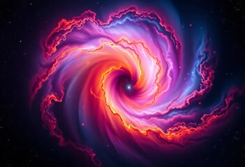 Cosmic nebula swirls with vibrant colors, illuminating distant stars in deep space, light, emission nebula