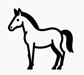 Fototapeta premium A minimalist black line icon of a horse, a simple and elegant vector logo symbolizing grace, speed, and freedom for equestrian or corporate branding. 