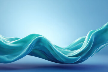 Abstract flowing blue fabric wave with smooth elegant curves