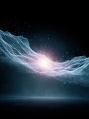 Abstract glowing wave with particles representing futuristic AI