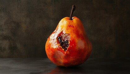 Pear rotten and damaged for a long time