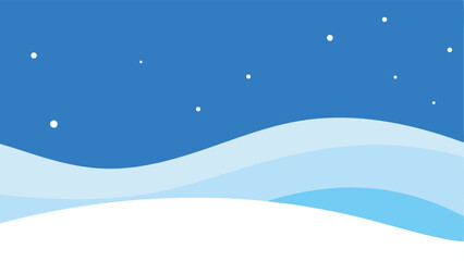 Winter landscape with snow and stars in a simple minimalistic illustration
