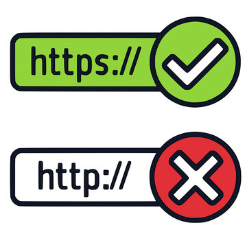 HTTPS SSL Icon, Secure Connection Symbol for Website Encryption and Safe Browsing