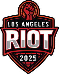 los angeles riot 2025 badge illustration vector 3