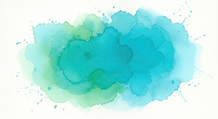 Abstract watercolor splash, teal and mint green hues