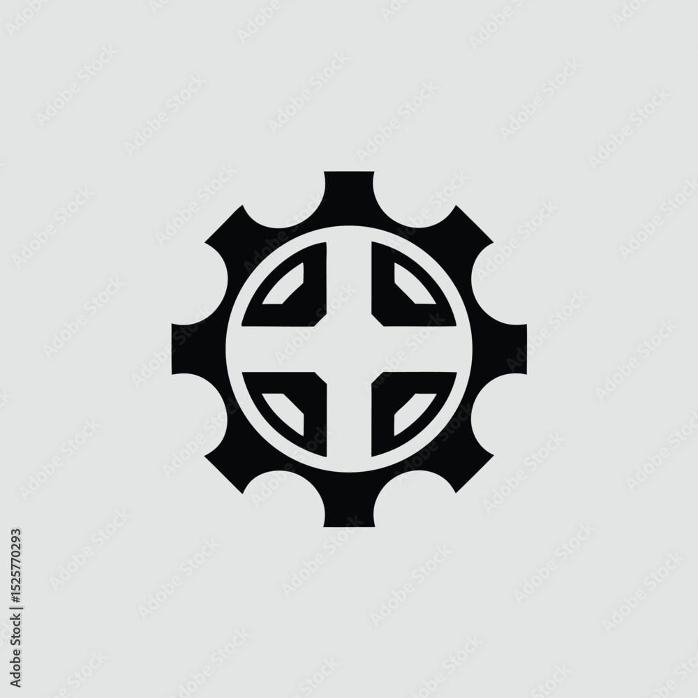 Aufkleber abstract gear and cross icon with modern design and transparency for versatility
