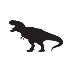 Roaring Tyrannosaurus Rex Silhouette Vector Icon – Prehistoric Dinosaur Illustration